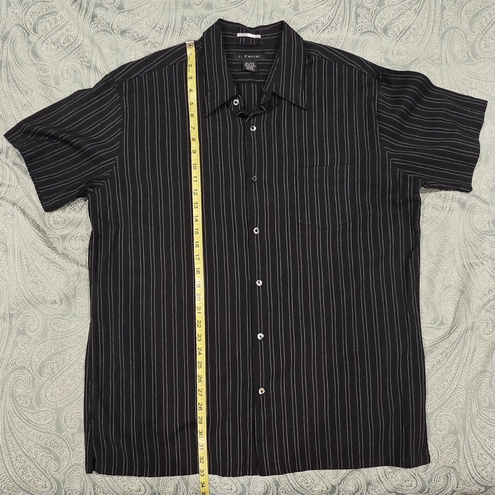 J. Ferrar Black Shirt with White Stripes